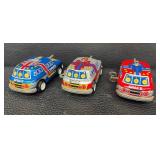 Set of 5 Vintage Tin Wind-Up Toys Robots and Space Missile Cars