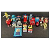 Collection of Assorted Vintage and Modern Robot Toys and Figures