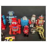 Collection of Assorted Vintage and Modern Robot Toys and Figures