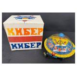 Vintage Soviet Flying Saucer UFO Wind Up Toy with Box