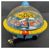 Vintage Soviet Flying Saucer UFO Wind Up Toy with Box