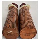 Vintage Mid Century Napcoware Woodgrain Ceramic Kitchen Set - Oil & Vinegar Cruets, Sugar/Creamer, Salt & Pepper Shakers