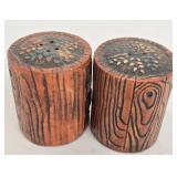 Vintage Mid Century Napcoware Woodgrain Ceramic Kitchen Set - Oil & Vinegar Cruets, Sugar/Creamer, Salt & Pepper Shakers