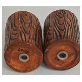 Vintage Mid Century Napcoware Woodgrain Ceramic Kitchen Set - Oil & Vinegar Cruets, Sugar/Creamer, Salt & Pepper Shakers