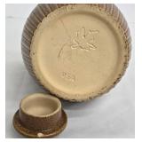 Vintage Monmouth Western Pottery Caramel Colored Stoneware Carafe Pitcher with Lid