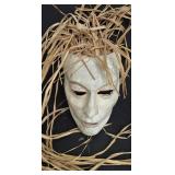 Artisan Crafted and Hand-Painted Mask with Straw Hair