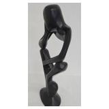 Wooden Abstract Figure Sculpture - Black Modern Art