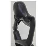 Wooden Abstract Figure Sculpture - Black Modern Art