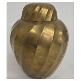 Vintage Ethan Allen Swirl Ginger Jar Brass Lidded Jar
