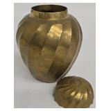 Vintage Ethan Allen Swirl Ginger Jar Brass Lidded Jar