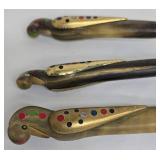 Vintage Lebanese Serving Set - 3-Piece with 7-in Serrated Knife and Enamel-Dot Pattern Handles