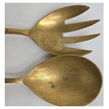 Vintage Lebanese Serving Set - 3-Piece with 7-in Serrated Knife and Enamel-Dot Pattern Handles