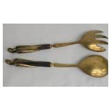 Vintage Lebanese Serving Set - 3-Piece with 7-in Serrated Knife and Enamel-Dot Pattern Handles