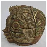 Vintage Carved West African Wooden Container or Trinket Box