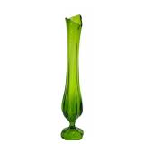 Vintage Green L.E. Smith Swung Glass Pedestal Vase