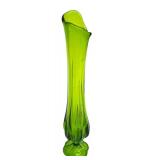 Vintage Green L.E. Smith Swung Glass Pedestal Vase