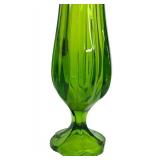 Vintage Green L.E. Smith Swung Glass Pedestal Vase