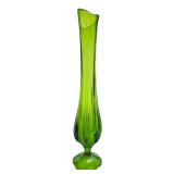 Vintage Green L.E. Smith Swung Glass Pedestal Vase