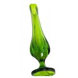Vintage Green L.E. Smith Swung Glass Pedestal Vase