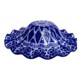 Sydenstricker Cobalt Blue Fused Art Glass Bowl with a Ruffled Rim
