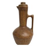 Vintage Monmouth Western Pottery Caramel Colored Stoneware Carafe Pitcher with Lid