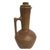 Vintage Monmouth Western Pottery Caramel Colored Stoneware Carafe Pitcher with Lid
