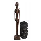 Hand Crafted Wooden African Figure with Mask