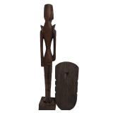 Hand Crafted Wooden African Figure with Mask