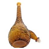 Vintage 1960’s Empoli Amber Glass Genie Bottle Stopper Bubble Bumps Hobnail