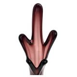 Vintage Mid Century Amethyst Five Finger Swung Glass Vase