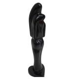 Vintage Solid Black Onyx Romantic Couple on a Heart Base