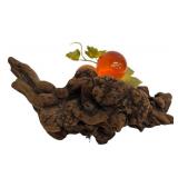 Vintage Glass Grape Clusters on Driftwood Base - Orange