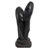Black Plaster Kissing Couple Sculpture,