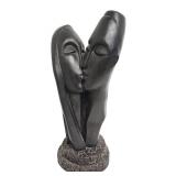 Black Plaster Kissing Couple Sculpture,