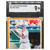 2011 Topps Heritage Mike Trout Rookie Baseball Card #44 SGC 9