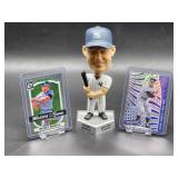 New York Yankees HOF Great Mickey Mantle Bobblehead with (2) Assorted Baseball Cards