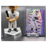 New York Yankees HOF Great Mickey Mantle Bobblehead with (2) Assorted Baseball Cards