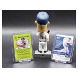 New York Yankees HOF Great Mickey Mantle Bobblehead with (2) Assorted Baseball Cards