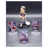 NFL GOAT New England Patriots HOF Great Tom Brady Bobblehead with (3) Assorted Football Cards