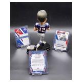 NFL GOAT New England Patriots HOF Great Tom Brady Bobblehead with (3) Assorted Football Cards