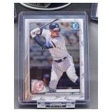 New York Yankees Power Hitter Aaron Judge Bobblehead with (3) Assorted Baseball Cards