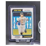New York Yankees Power Hitter Aaron Judge Bobblehead with (3) Assorted Baseball Cards