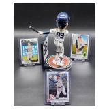 New York Yankees Power Hitter Aaron Judge Bobblehead with (3) Assorted Baseball Cards