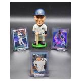 New York Yankees HOF Great Derek Jeter Bobblehead with (3) Assorted Baseball Cards