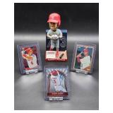 St. Louis Cardinal's HOF Great Albert Pujols Bobblehead with (3) Assorted Baseball Cards