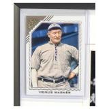 Framed Black & White Photos of Honus Wagner with (5) Baseball Cards