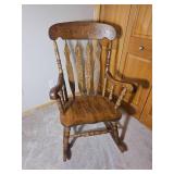 American Colonial Traditional Oak Rocking Chair