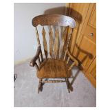 American Colonial Traditional Oak Rocking Chair