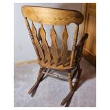 American Colonial Traditional Oak Rocking Chair