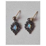 Charming Filigree Earrings with Opal Gemstone Settings